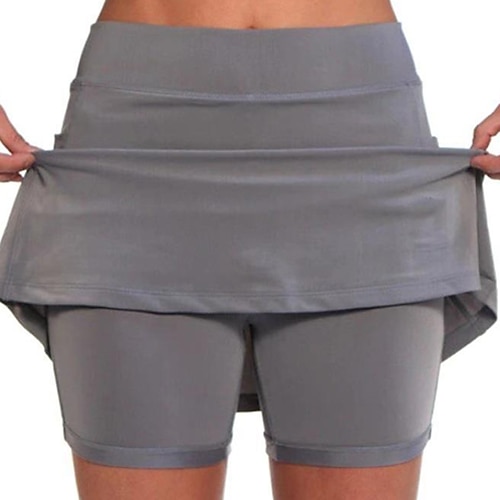Damen Stoffhosen Skort Anti-Scheuer-Shorts Gemütliche Leggings Streetwear Lässig Kurz Natürliche Taille Einfach Elastischer Bund Bequem Außenbereich Ferien Wochenende Rot orange Meerblau Schwarz Image