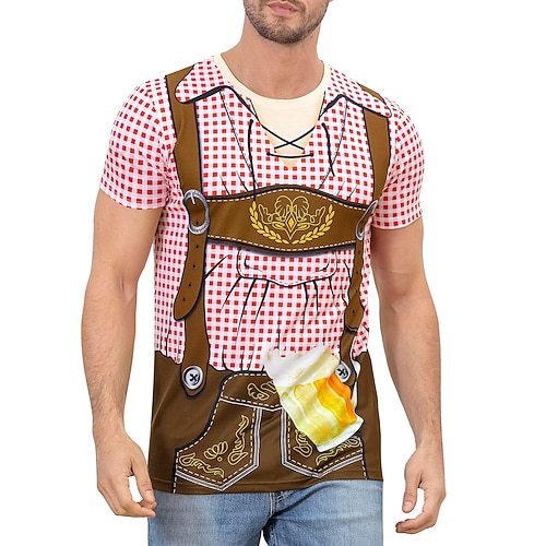 T-Shirt Bayerisch München Deutsch alpin T-Shirt Ärmel Grafik für Herren Erwachsene 3D-Druck für Karneval Oktoberfestbier Party Alltagstauglich Image