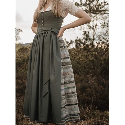 Oktoberfest Kleid Dirndl Trachtenkleider Dienstmädchen Bayerisch Deutsch Wiesn Damen Karneval Bier Festival Stoff im traditionellen Stil Kleid Schürze Ohne Bluse Image
