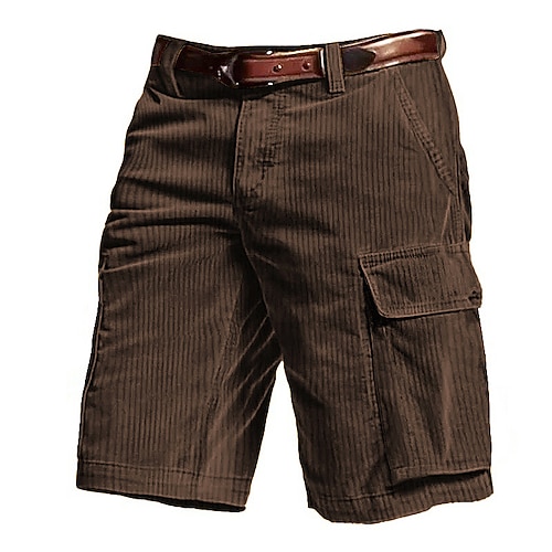 Herren Cargo-Shorts Shorts Sommershorts Cordshorts Mehrere Taschen Klappentasche Einfach Komfort tragbar Knielang Outdoor Sport Täglich Mode Lässig Schwarz Wein Image