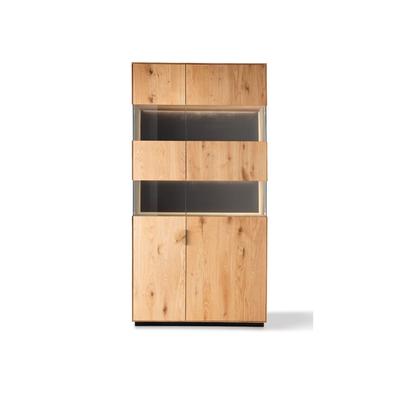 Massivholz »Lugano« Doppelvitrine glatte Front / Rückwand schwarz lackiert Image