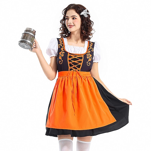 Oktoberfest Kleid Dirndl Dienstmädchen Bayerisch Deutsch München Wiesn Damen Party Bier Festival Stoff im traditionellen Stil Bluse Image