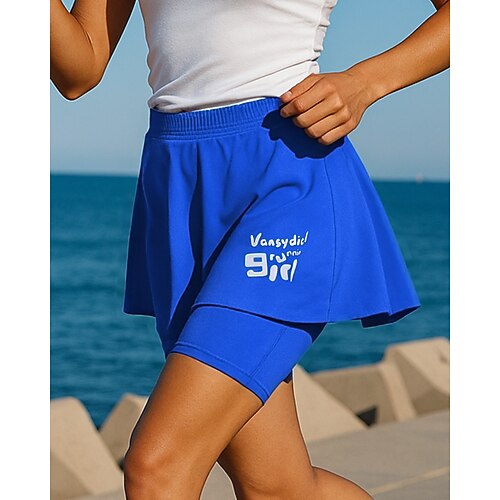 Damen Sport Leggings Laufrock mit Strumpfhose Elastischer Bund Strumpfhosen Lässig Sport Outdoor Sommer Schnelltrocknend Leicht Elastisch Atmungsaktiv Tennis Golfspiel Laufen Normale Passform Image