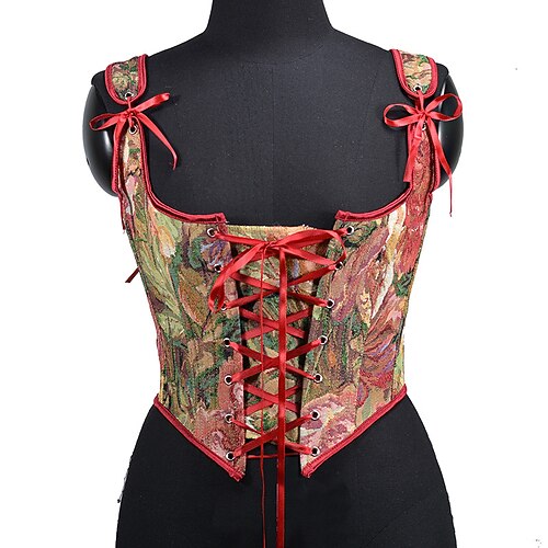 Retro Vintage Mittelalterlich Renaissance Korsett Weste Bustier Kostüm Damen Keltisch Fantasie Halloween Karneval Maskerade Party Alltagstauglich LARP Erwachsene Korsett Image
