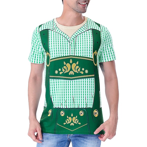 Bayerisch München Deutsch T-Shirt Ärmel T-Shirt Lederhosen-Print Grafik für Herren Erwachsene 3D-Druck für Karneval Oktoberfestbier Party Alltagstauglich Image