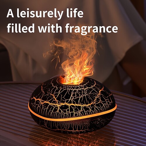 USB-betriebener Aromatherapie-Luftbefeuchter mit 7 Farblichtern – Diffusor für ätherische Öle mit Flammeneffekt, filterloses Design für eine entspannte Schlafzimmeratmosphäre Image