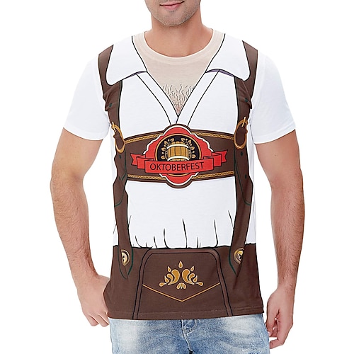 T-Shirt Bayerisch München Deutsch alpin T-Shirt Ärmel Grafik für Herren Erwachsene 3D-Druck für Karneval Oktoberfestbier Party Alltagstauglich Image