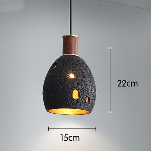 Kronleuchter aus Messing und Holz, schwarz/grau/weiß, Pendelleuchte mit Wabensteinkörper, ausgehöhltes Design, Deckenleuchte für Kücheninsel, Esszimmer, Schlafzimmer, Flur, Bar, Wohnzimmer Image