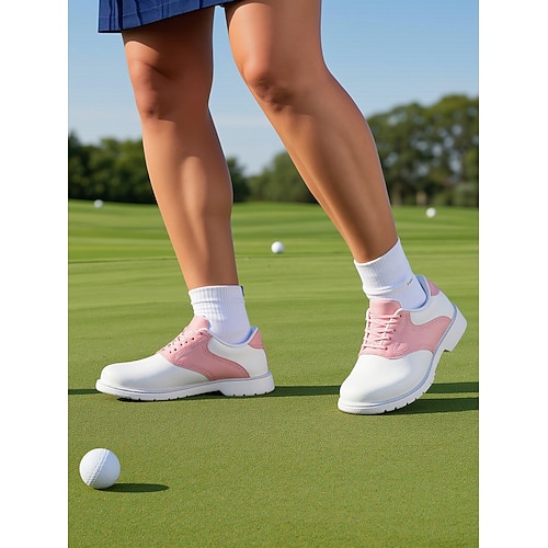 rosa Golfschuhe für Damen – klassische Schnür-Sneaker für Outdoor-Sport, Golfturniere und den lässigen Country-Club-Stil Image