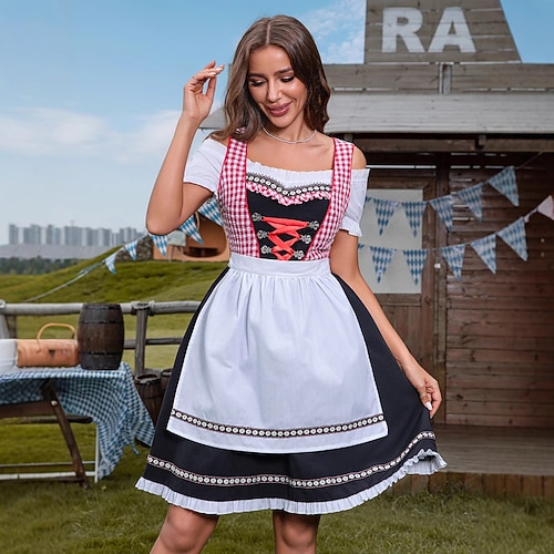 Oktoberfest Kleid Dirndl Dienstmädchen Bayerisch Deutsch München Wiesn Damen Party Bier Festival Stoff im traditionellen Stil Image