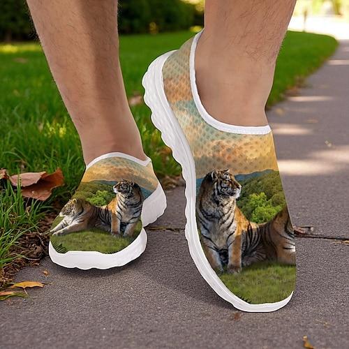 Herren Sneaker Druckschuhe Spaziergang Sportlich Lässig Täglich Unabhängigkeitstag Netz Bequem Atmungsaktiv Loafer Leicht Grün Dunkelgrün Sommer Frühling Herbst