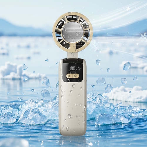 1 Stück Handkühlventilator mit 100 Kühlstufen und Faltfunktion, tragbarer Turbo-Mini-Halbleiter-Eisbeutelventilator Image
