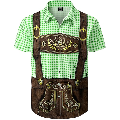 Hawaiihemden Aloha-Hemd Bayerisch München Deutsch alpin Grafik für Herren Erwachsene 3D-Druck für Karneval Oktoberfestbier Strand Urlaub Party Image