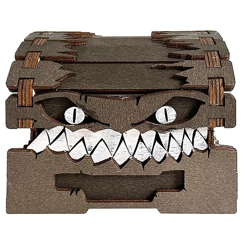1pc Dungeons Drachen Spielfiguren Holz Mimik Figur Dnd Creativemonsters Schatztruhe Figurine Box Halloween Spielzeug Geschenk