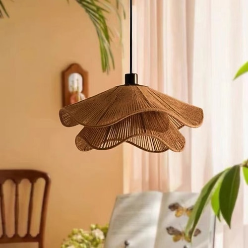 Hanfseil-Pendelleuchte, Retro-Industriestil, für Restaurant, Schlafzimmer, gewebte Seilkunstlampe, Feldsockel, Deckendekoration, Deckenleuchte Image