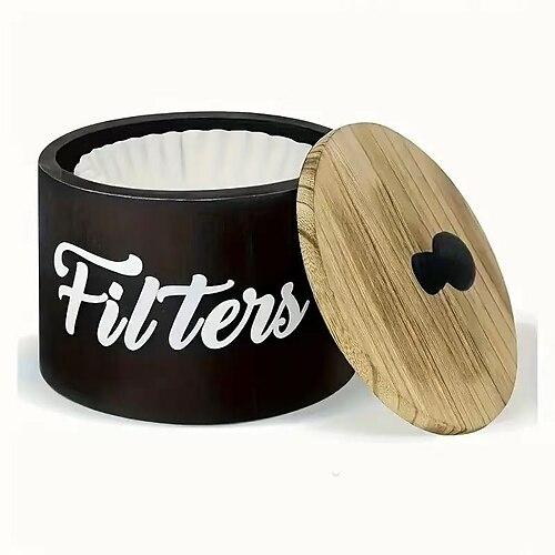Kaffeefilter-Aufbewahrungsbox im Landhausstil, weißer Holz-Organizer für die Arbeitsplatte, rustikales Kaffeebar-Accessoire und Schreibtisch-Schreibwarenhalter