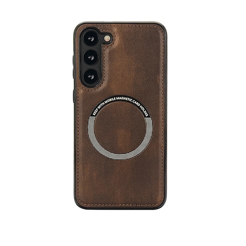 Handy Hülle Handyhüllen Für Samsung Galaxy S25 S25 Edge S24 S23 S22 Plus Ultra S23 FE A55 5G A35 5G A15 A14 Rückseite Magnetisch Unterstützt kabelloses Laden Stoßfest Retro TPU PU-Leder Image