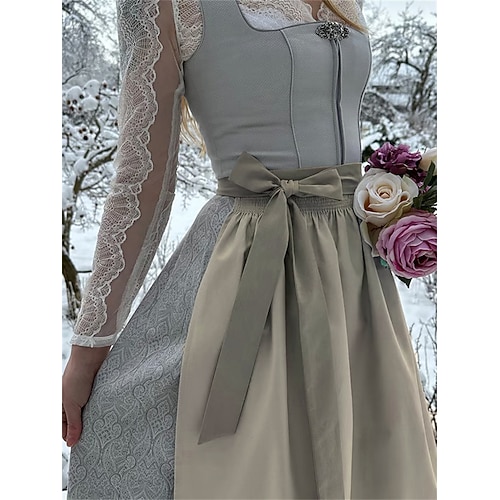 Oktoberfest Kleid Dirndl Trachtenkleider Dienstmädchen Bayerisch Deutsch Wiesn Damen Karneval Bier Festival Stoff im traditionellen Stil Kleid Schürze Ohne Bluse Image