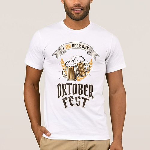 T-Shirt Bayerisch München Deutsch alpin T-Shirt Ärmel Grafik für Herren Erwachsene Heißprägen für Karneval Oktoberfestbier Party Alltagstauglich Image