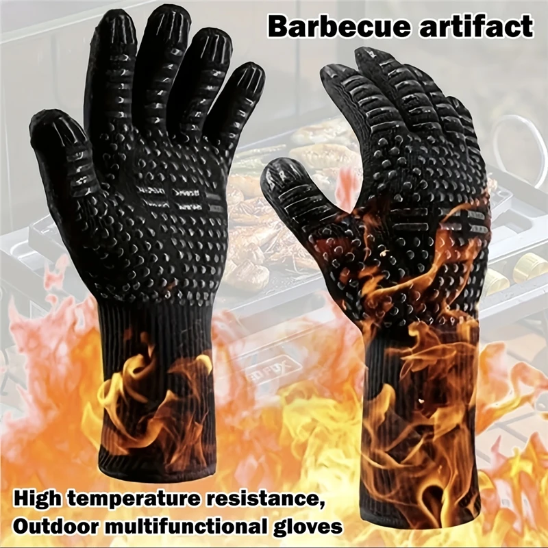 Einteilige Grillhandschuhe, hohe Temperaturbeständigkeit, Ofenhandschuhe, 500–800 Grad, feuerfeste Grill-Wärmeisolierung, Mikrowellenhandschuhe Image