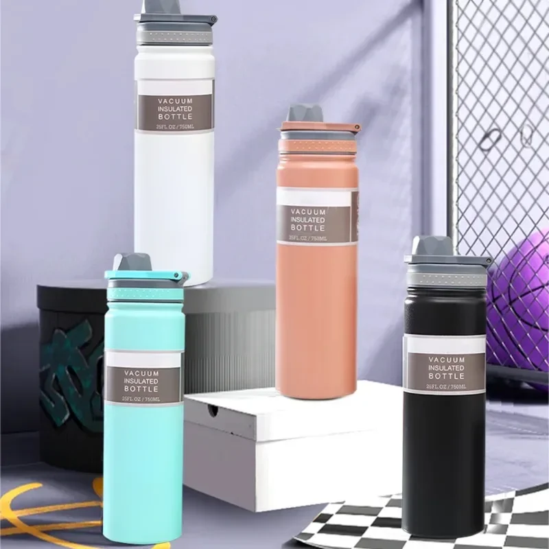 750 ml Edelstahl Outdoor Thermosflasche Tasse großes Fassungsvermögen Topf tragbare Sport Reise Auto Wasserbecher Wasserkocher Isolierflasche Image