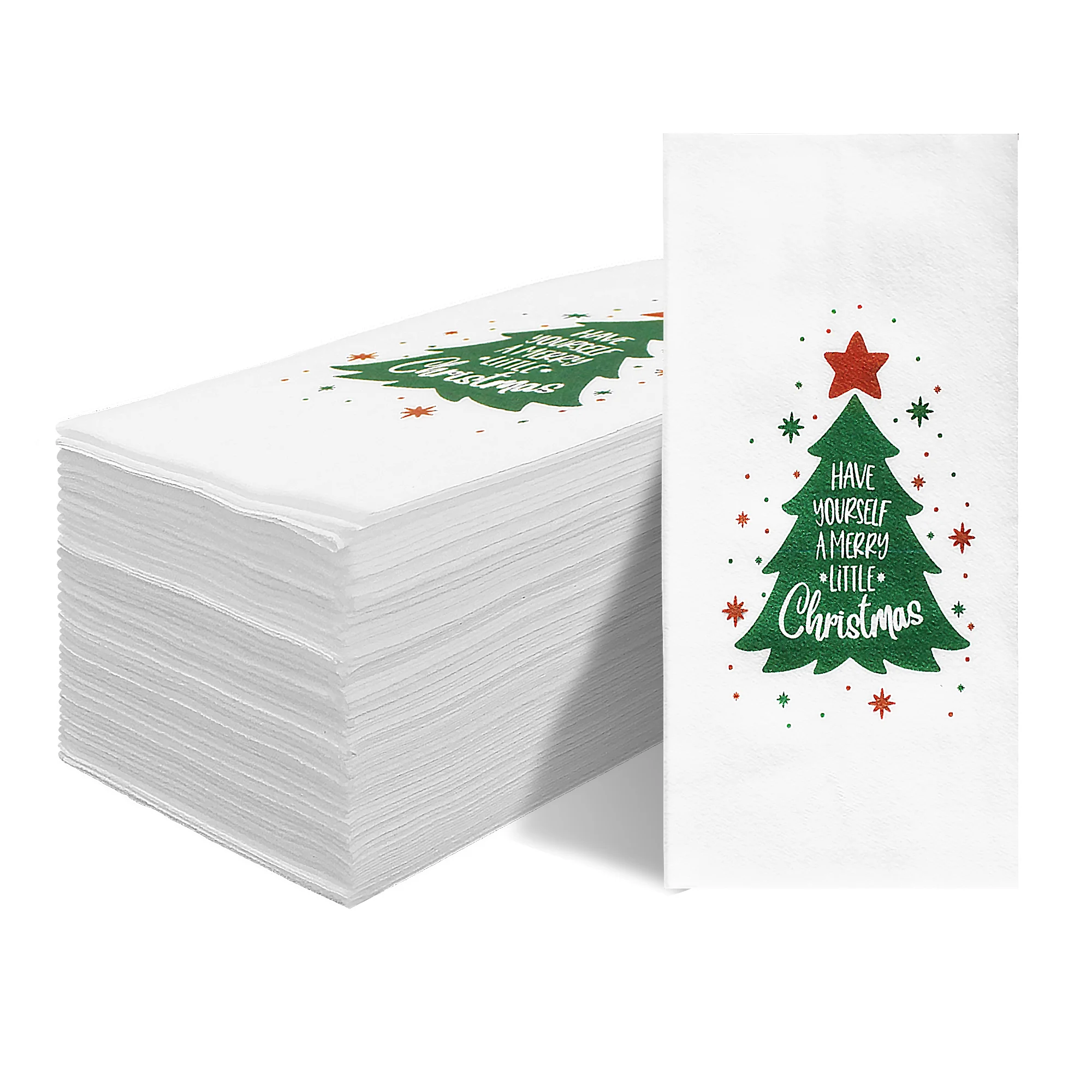 25/50 Stück Einweg-Servietten mit Leinengefühl, Weihnachtsserviettenhandtücher, vorgefaltete Papierservietten für Zuhause, Weihnachtsfeier Image