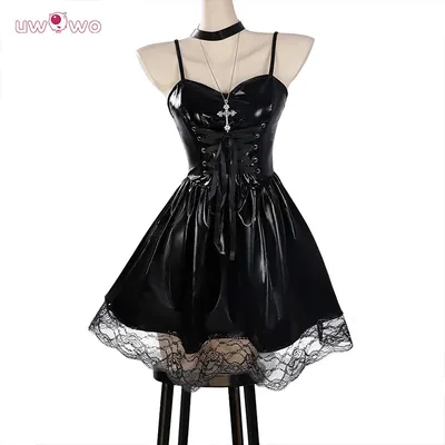 UWOWO Collab Serie: Misa Cosplay Anime Deathh Notee Misa Amane Gothic Punk Lederkleid Cosplay Kostüm Halloween Kostüm Image