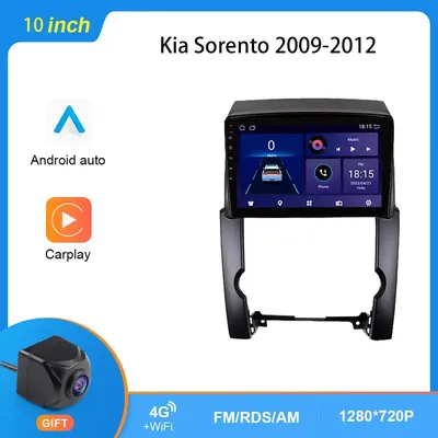 10" 2 Din Android Auto Car Radio for Kia Sorento 2009-2012 Carplay Multimedia Stereo GPS Bluetooth Touch Screen WIFI RDS NO DVD