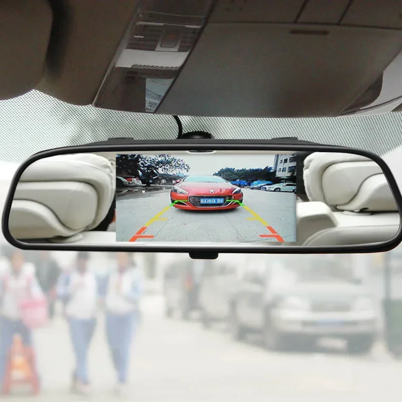 4,3/5 Zoll Rückspiegel 12V 24V Monitor für Fahrzeug LKW Van RV LKW Parkplatz Rückfahrkamera LCD Farbdisplay 2-Wege