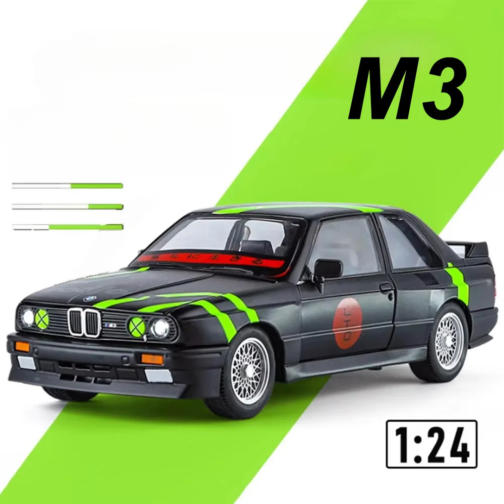 1:24 M3 Modell Autos Spielzeug Legierung Diecast Floral Version Türen Geöffnet Vorderrad Lenkung Sound Licht Zurückziehen Spielzeug Geschenke Ornament Image