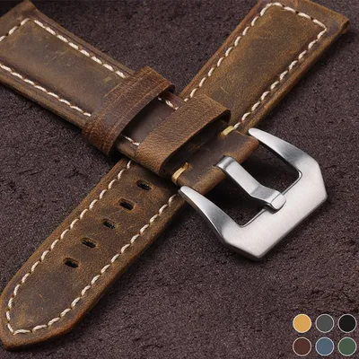 Echtes Lederarmband Vintage Mattes Uhrenarmband für Damen Herren 20mm 22mm 24mm 26mm Armband Schwarz Blau Braun Armband Image