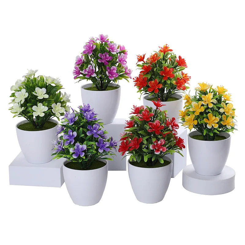 Künstliche Topfpflanze, kleiner Bonsai-Blumentopf, simulierter Baum, Ornamente, Hochzeit, Zuhause, Hotel, Büro, Dekoration, drinnen und draußen Image