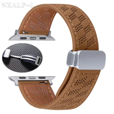 Atmungsaktives Rindslederarmband für Apple Watch Band Ultra2 49 mm 44 mm 45 mm Schnellverschluss-Armband für Iwatch 8 9 7 6 5 40 mm 41 mm 38 mm Image
