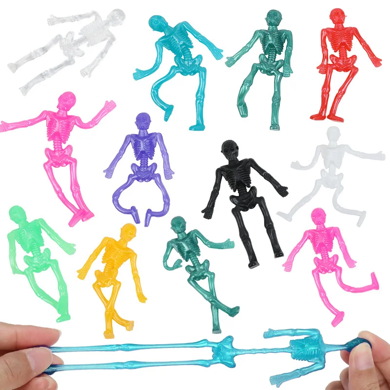 10–30 Stück Halloween dehnbares Skelett, lustiges klebriges Spielzeug für Kinder, Happy Halloween, Geburtstag, Partygeschenke, Süßes oder Saures, Goody Bag Filler Image