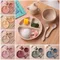 Color Kids 5PCS Silicone Baby Feeding Set Suction Bowl Plate With Spoon Forks BPA Free Learning Utensils Mealtime Tableware
