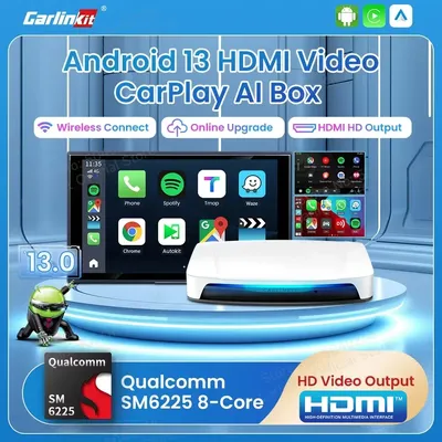 CarlinKit UHD Android 13 Smart TV Box Qualcomm 8-Core Wireless CarPlay Android Auto Adapter GPS HDMI Video Output CarPlay Ai Box