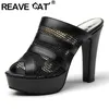 REAVE CAT Marke Damen Sandalen High Heels 11,5 cm Plattform 3,5 cm Slip On Atmungsaktives Mesh Plus Größe 48 49 50 Mode Tägliche Schuhe