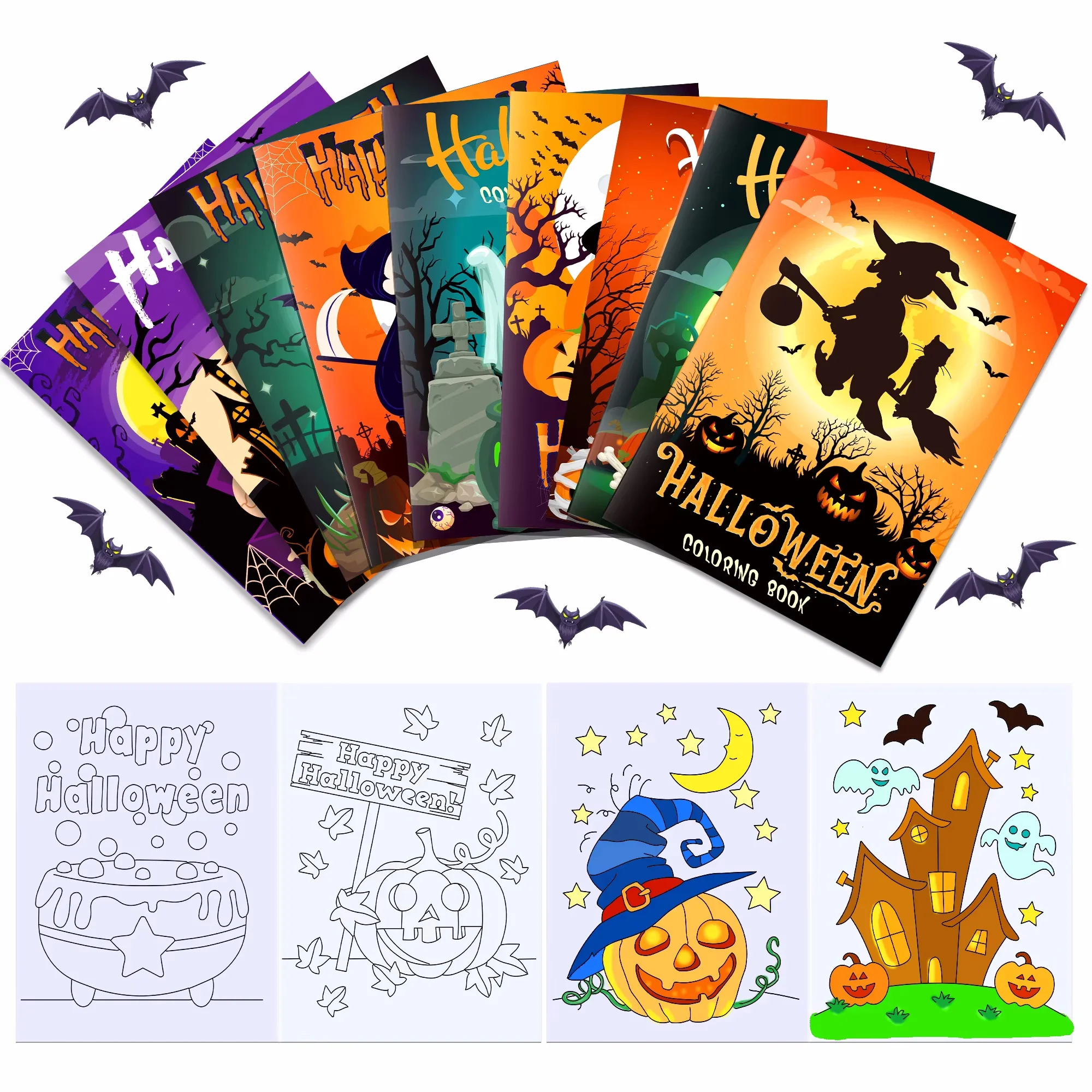 9 stücke Kinder Halloween Kürbis Geist Thema Graffiti Zeichnung Malerei Bücher DIY Färbung Bilderbuch Geburtstags feier Geschenke Image