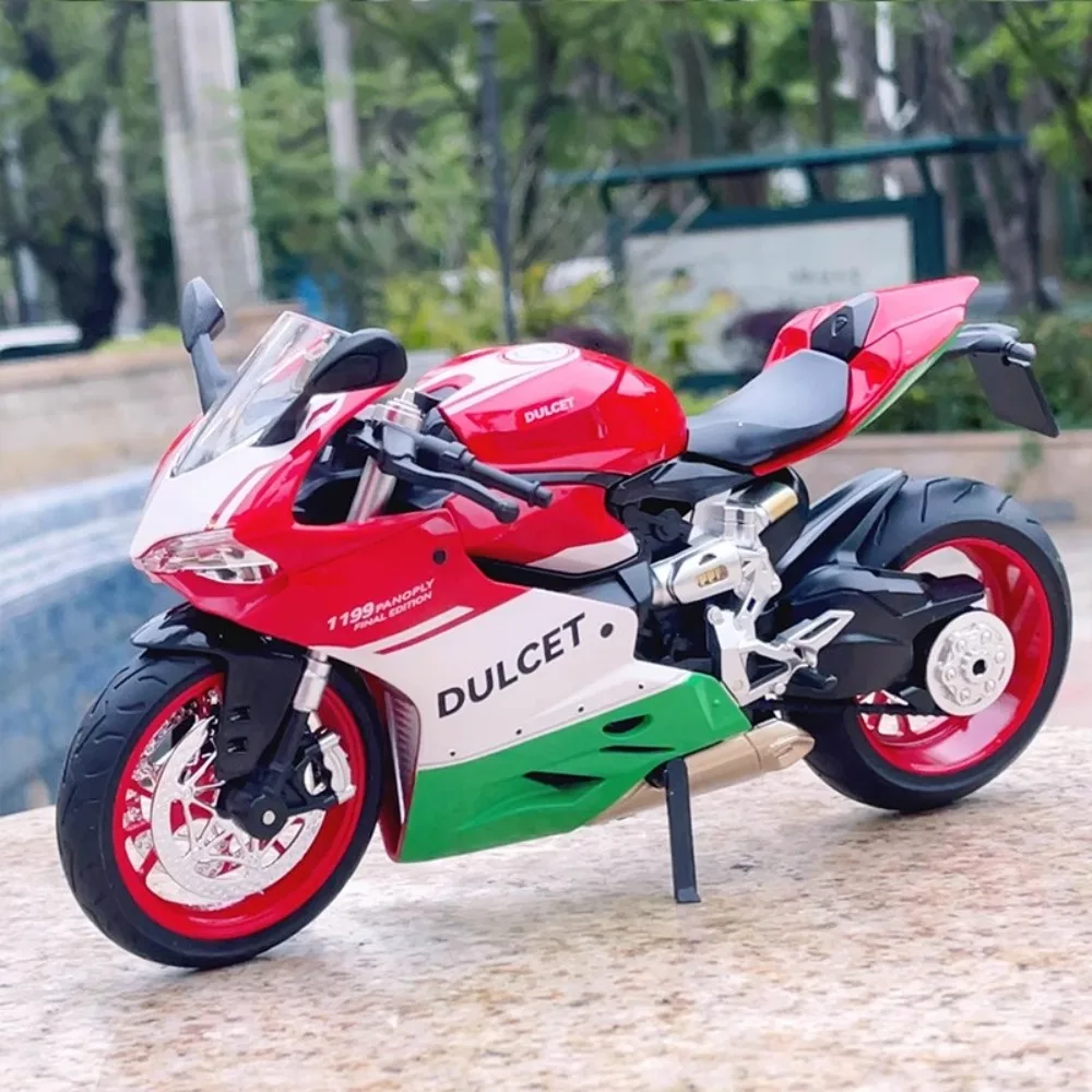 Große 1:9 1199 RR1000 Motorrad Modellauto Spielzeug Stoßdämpfung Rad Lenkung Metall Druckguss Motor Modelle Hobby Ornamente Geschenke