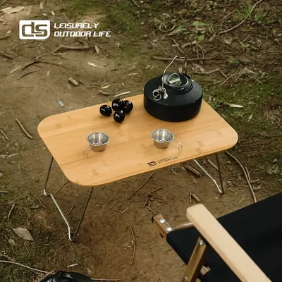 MOUNTAINHIKER CLS Outdoor Mini Folding Table Camping Picnic Bamboo Wood Table Portable Home Car Table Bamboo Stainless Steel
