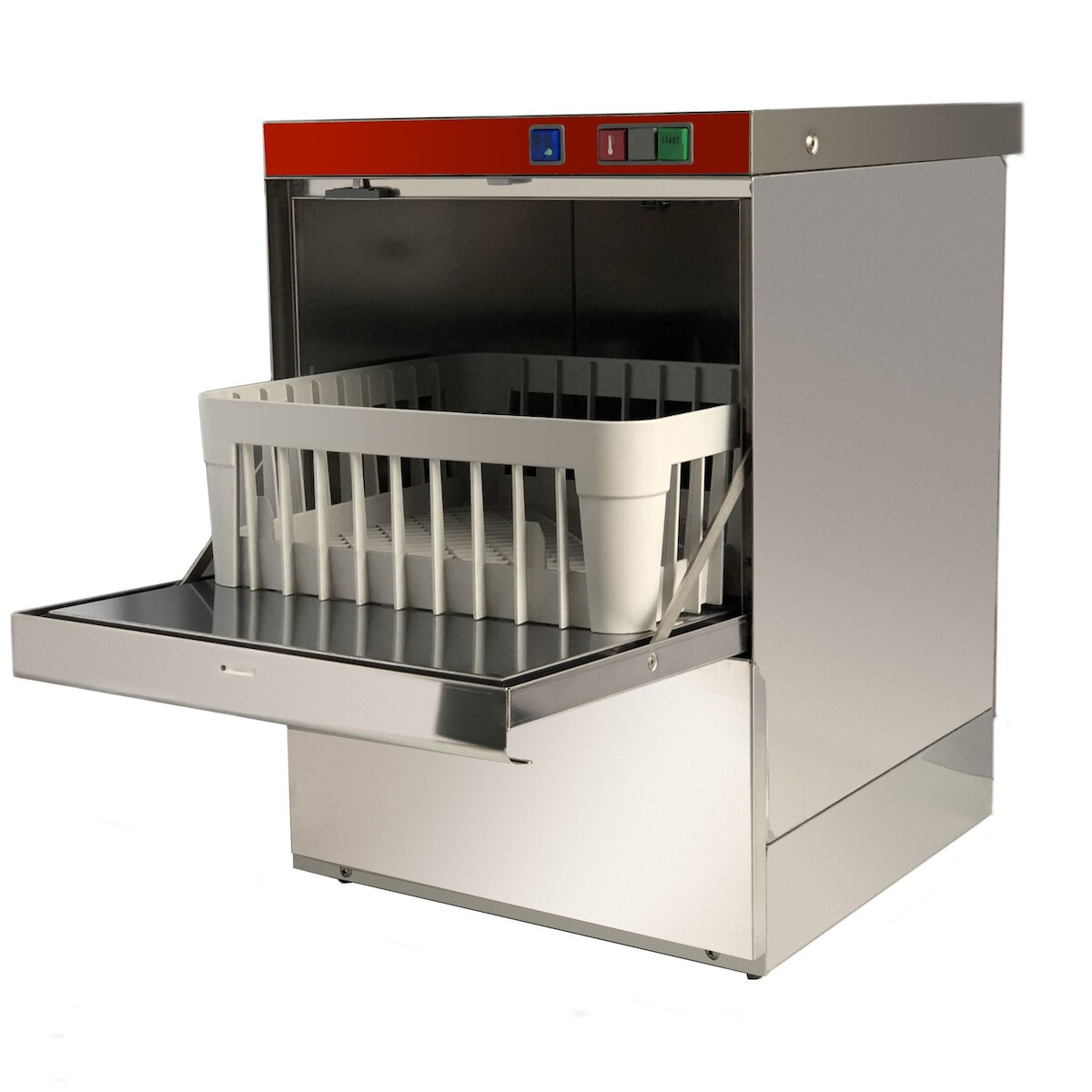 Silver40-PS Gläserspülmaschine mit quadratischem Korb, 40 cm. Klarspülerspender und Abflusspumpe. Nutzbare Türhöhe: 28 cm. (BxTxH) 45x52x69,2 cm. Image