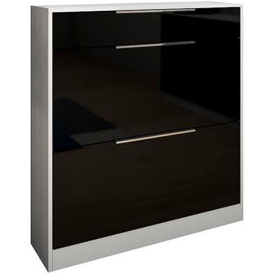 Schuhschrank BORCHARDT MÖBEL, weiß matt, schwarz hg, B:89cm H:96cm T:24cm, Schränke, Stehende Montage, Wandmontage & Glasböden unter Mehr aus der Serie Image