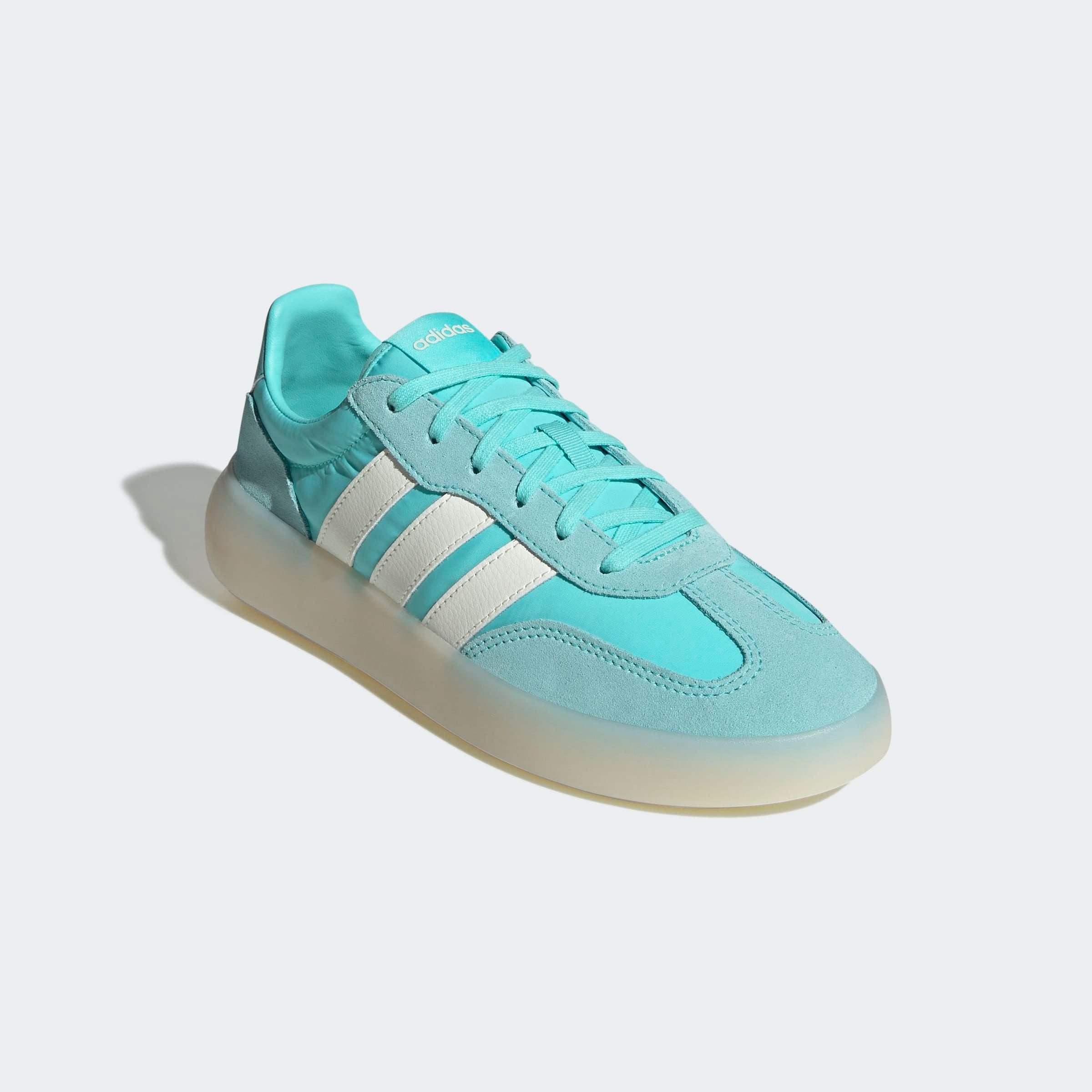 Sneaker ADIDAS SPORTSWEAR "BARREDA DECODE", Damen, Gr. 40,5, weiß (flash aqua, sanftes weiß, mint ton), Leder, Textil, Schuhe Sneaker, Design auf den Spuren des adidas Handball Spezial
