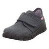 Hausschuh SUPERFIT "BOBBY WMS: Mittel", Kinder, Gr. 27, grau (dunkelgrau), Baumwolle, meliert, casual, Schuhe, Klettschuh mit Baumwoll-Futter, Größenschablone zum Download