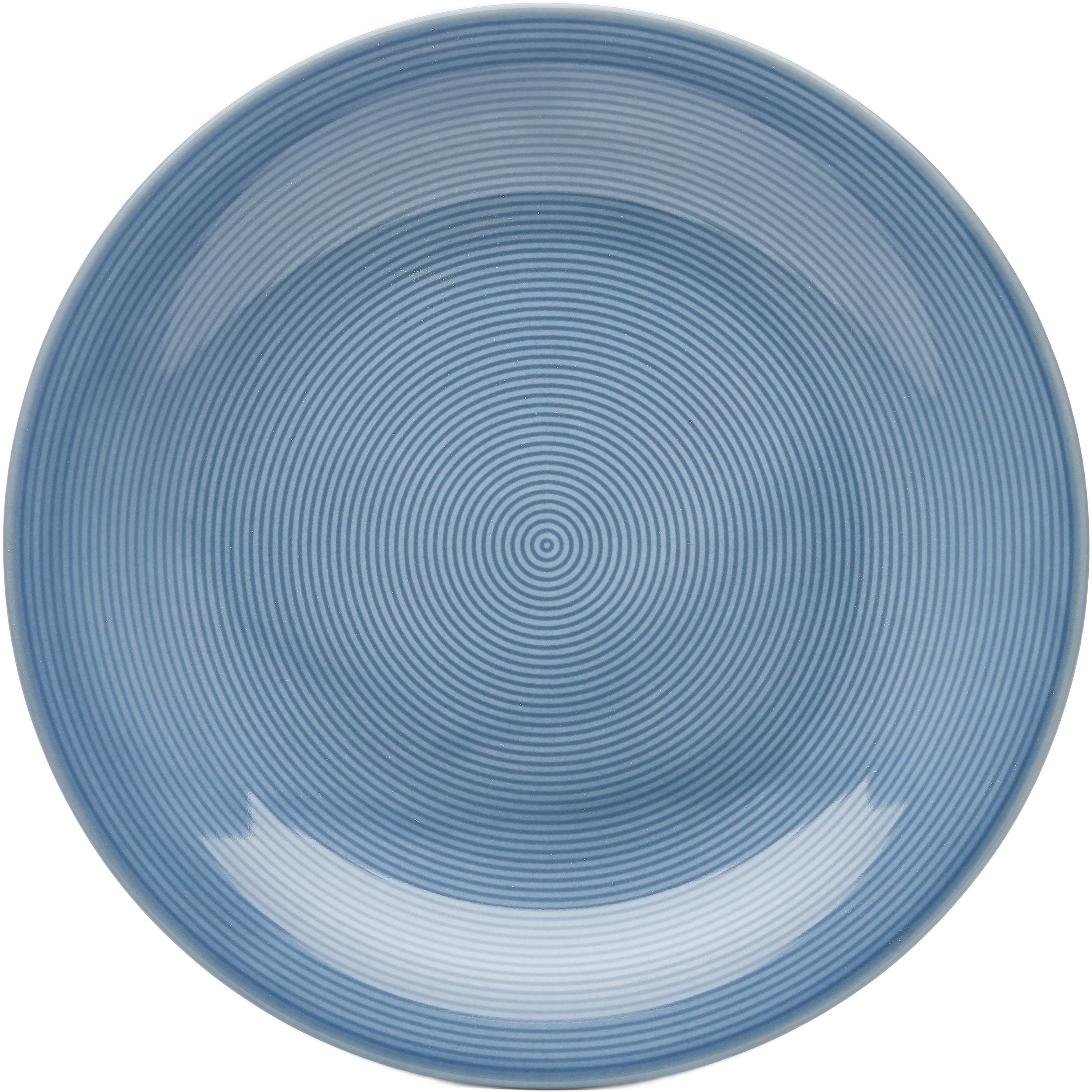 Speiseteller VAN WELL "Jive, flacher Teller 25 cm, 6 Stück", blau, H:2,8 Ø:25, Porzellan, Speiseteller, dezentes Spiraldekor, spülmaschinen-und mikrowellengeeignet Image