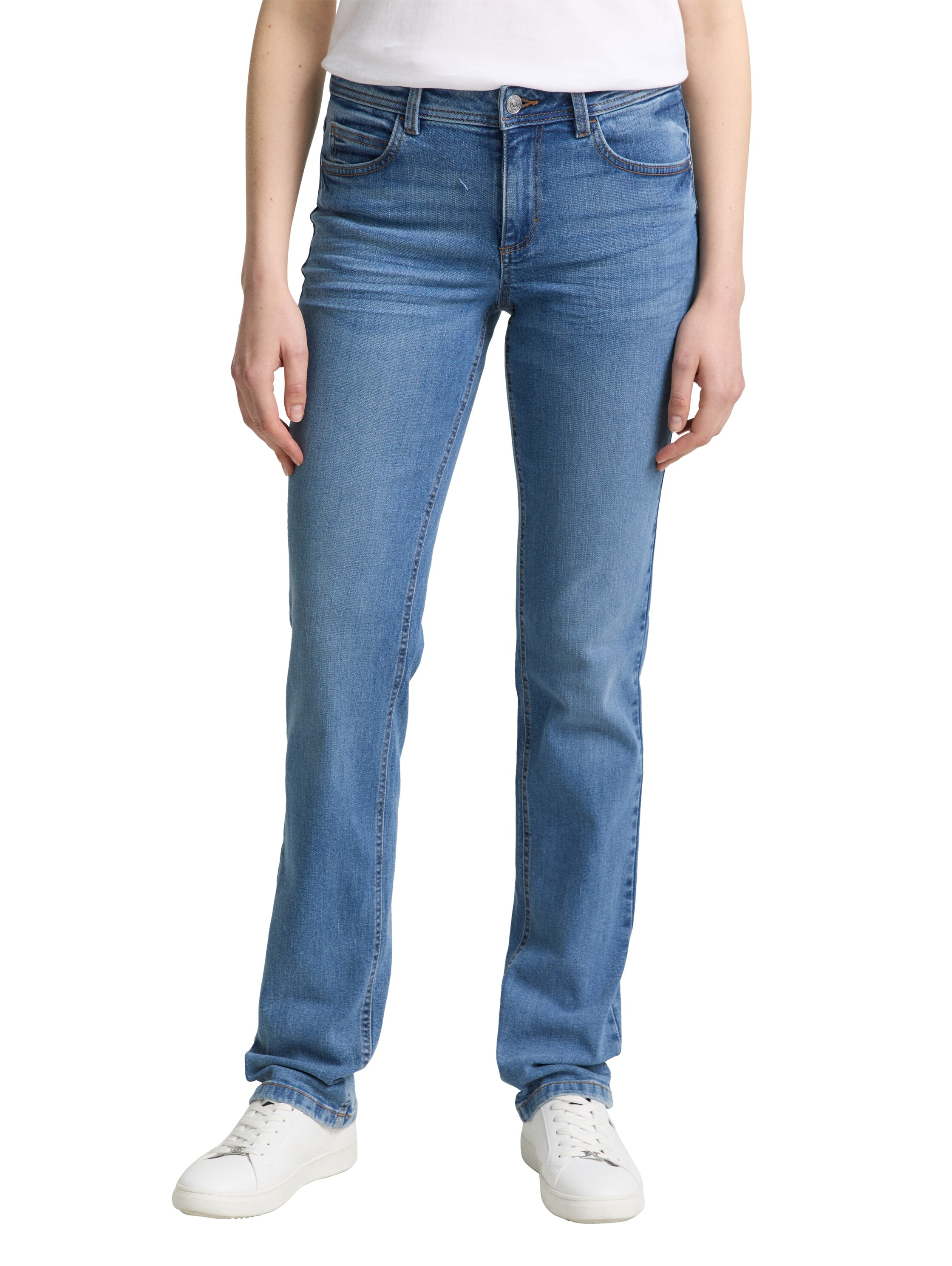 Straight-Jeans TOM TAILOR "Alexa Straight", Damen, Gr. 29, Länge 32, blau (light stone bright blau denim), Denim/Jeans, Obermaterial: 98% Baumwolle, 2% Elasthan. Futter: 65% Baumwolle, 35% Polyester, gerade lang, Jeans Straight-Jeans, in 5-Pocket-Form