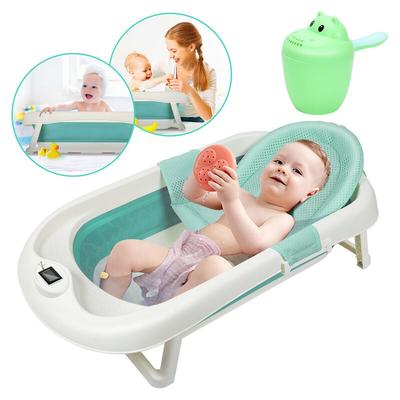 SWANEW Baby Badewanne Babywanne mit Sicherheitsnetz Thermometer faltbare Babywanne , Badewanne für Image