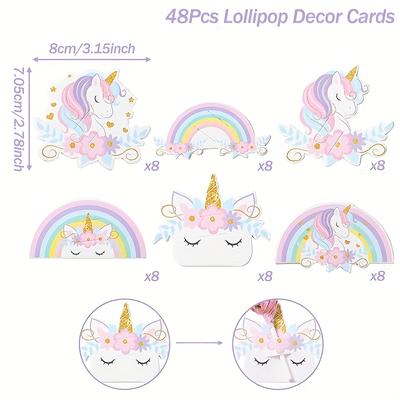 TEMU 48pcs Rainbow Animals Lollipop Cardboard - -themed Party Decorations For Birthdays, Showers & Events, Shower Party Supplies, Shower Decor | Vibrant Party Favors | Rainbow Party Decoration Image