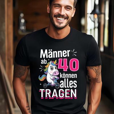TEMU 40th Birthday Man Men Over 40 Saying Funny T-shirt Funny Men's T-shirt, Black Summer Cotton Casual Short Sleeve Tee For Men Image