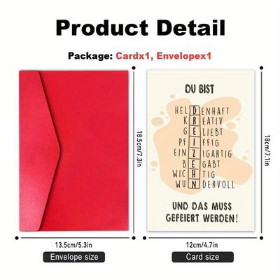 "TEMU 1pc German 13th Birthday Puzzle Card For Girls And Boys - Gift For Teenagers, Includes ""du Bist Niedliches"" Greeting Card With Pen And Gift Box, Birthday Gift | Design | Quality"